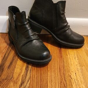 Clarks Black Leather Ankle Booties